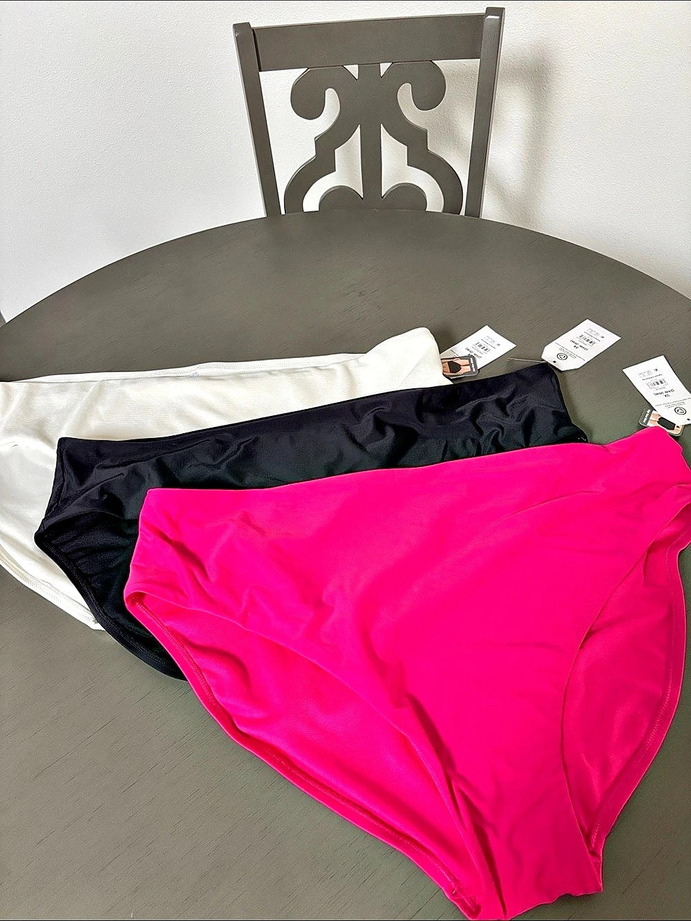 Time and Tru Ribbed Swim Bottom Bikini Bottoms Pink, Black and white NWT 3X - 3